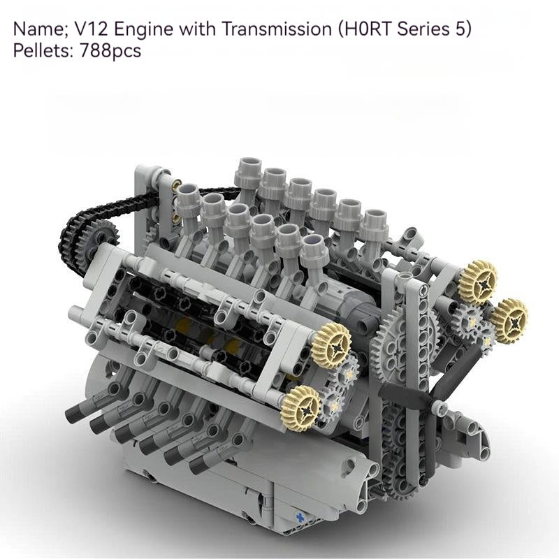 Building Blocks MOC-40128 V12 Generator Model Toys With Gearbox