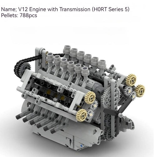 Building Blocks MOC-40128 V12 Generator Model Toys With Gearbox